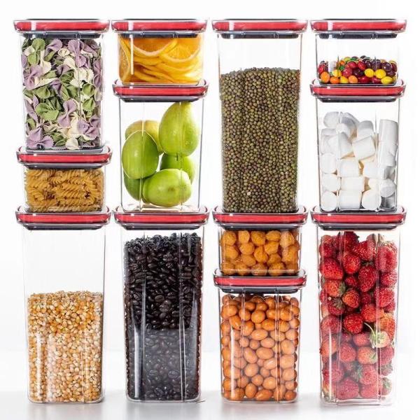 Тары для хранения еды 600ml 5PCS BPA свободные пластиковые с воздухонепроницаемыми крышками