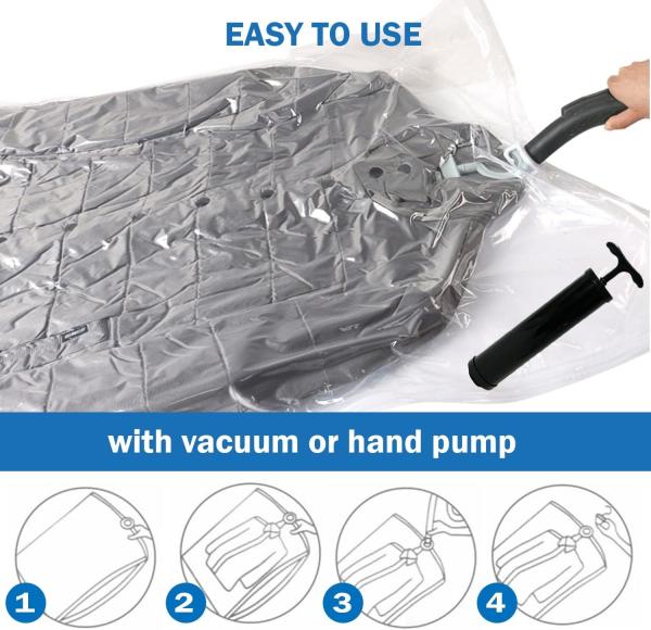 Travel Hanger Space Saver Bags Vacuum Storage, with Sizes Medium to Large, Sealer Bag Roll-up and Cacuum Compression