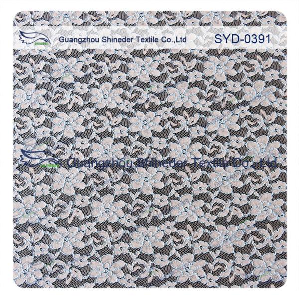 Stretchy Floral Corded Lace Fabric Trimming , Guipure Embroidery Lace Fabric