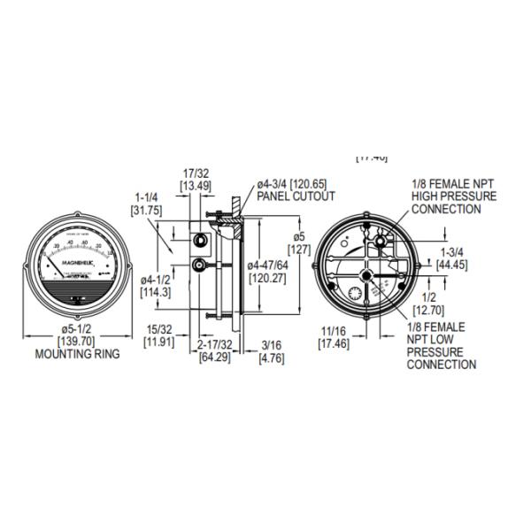 Dwyer Series 2000 Stainless Steel Magnehelic® Differential Pressure Gauge 2000-50mm