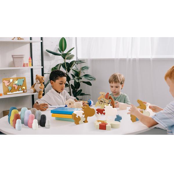 Toddler Educational Silicone Stacking Blocks With Star Heart Flower Shape