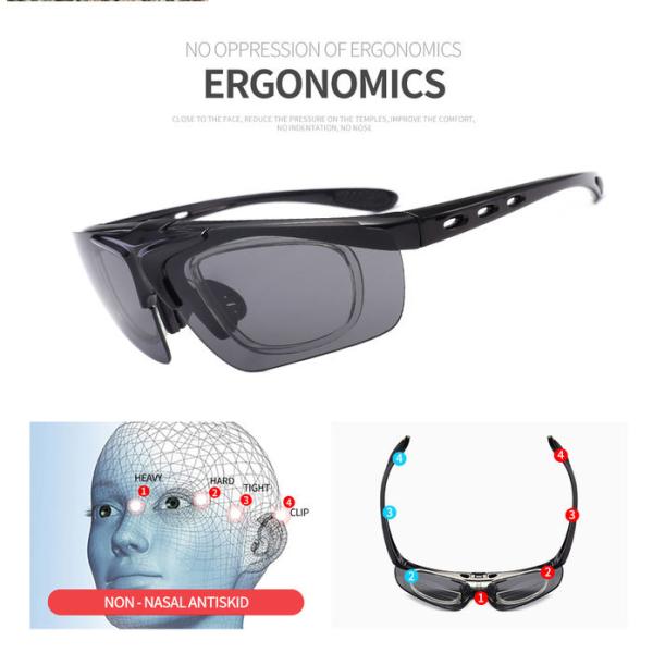 Windproof BSCI 134MM Rimless Sports Sunglasses 5 Lens Polarized Cycling
