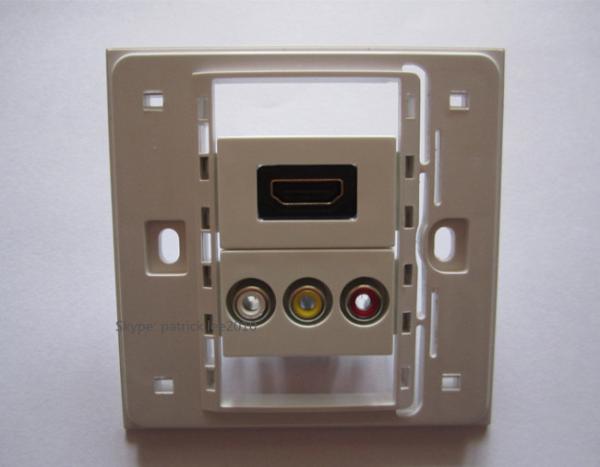 Hot Selling 86X86mm Wall Socket HDMI+RCA White Color Outlet Compatible For Home Used