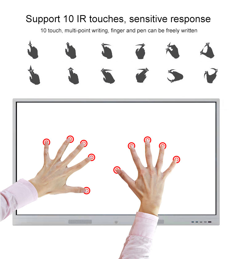 75 Signage Whiteboard цифров экрана касания слепимости конференц-зала 4K дюйма взаимодействующий анти- умный