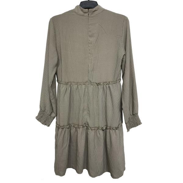 Breathable Ladies  Plus Size Long Sleeve Long Dresses Cotton Fabric With Pleated Bottom