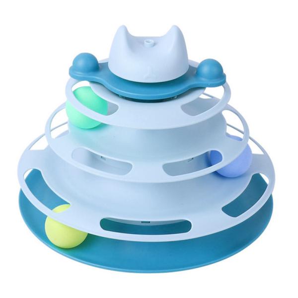 Durable Cat Turntable Four-Layer Track Self-Entertaining Educational Pet Toy for Play