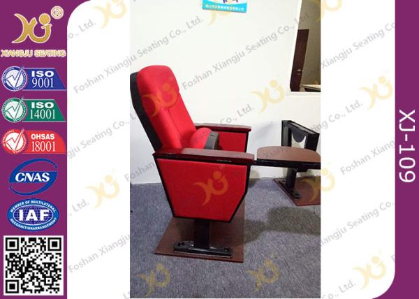Red Color Church Lecture Hall Seating MDF Writing Pad Cocked PP Outerback