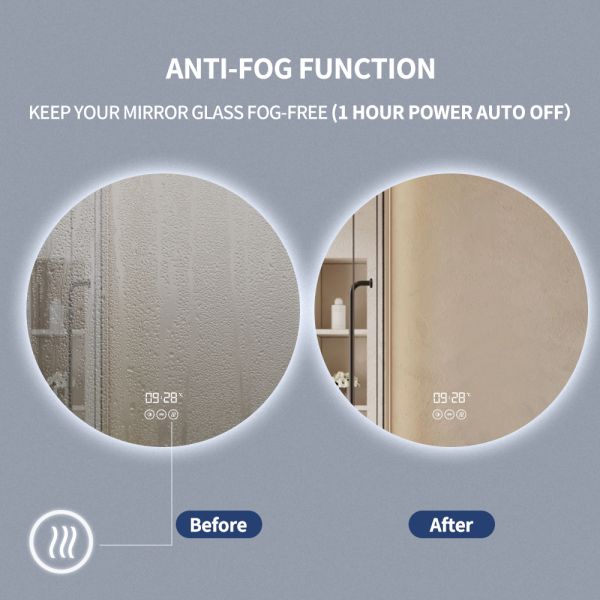 Copper Free Silver Round Bathroom Mirror Wall Mounted Customized