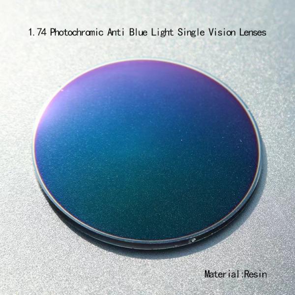 1.74 Lentes fotocromáticas Óculos Anti Luz Azul AR Coating Lentes de Visão Única