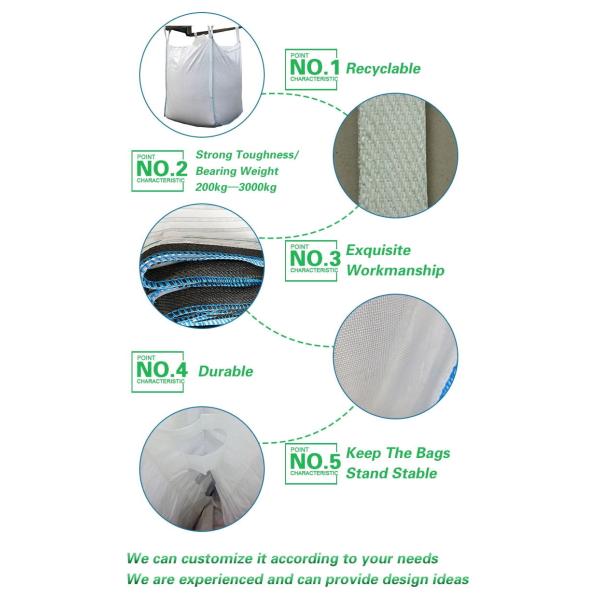 Firewood FIBC Bulk PP Big Bag Mesh Pp Bags Open Top Closed Bottom 4 Side Seam Loops