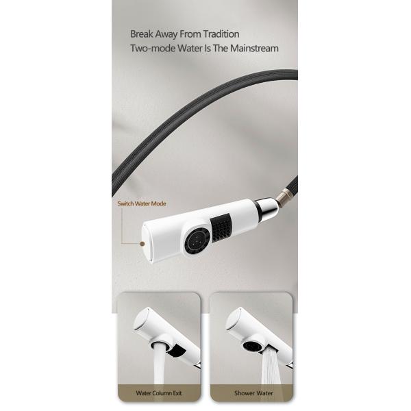 Antiseptic Zinc Alloy 360 Degree Rotating Faucet Dual Mode Lift Pull For Bathroom