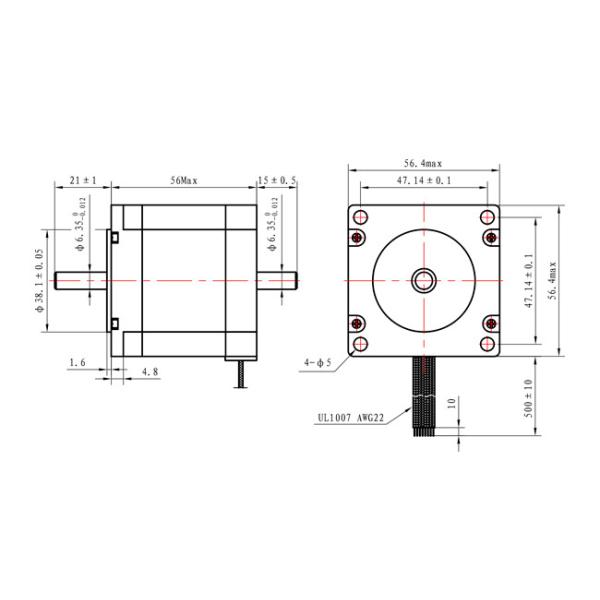 NEMA 23 Dual Axis 8 Leads 1.8 Degree 1.26N.m Stepper Motor 57x57mm For CNC