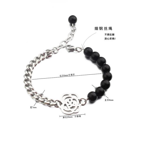 String pearl bracelet women's hollowed out rose small accessories fashion black agate beaded necklace Yiwu wholesale