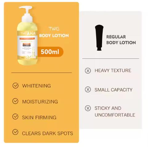 Fabrique de soins de la peau / fabricant Lotion corporelle blanchissante éclaircissante hydratante AHA Vitamines C Lotion corporelle Niacinamide Lotion corporelle