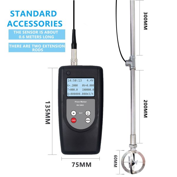 Sewage Environment Portable Flow Meter FM-100V5 for Automation Velocity Measurement