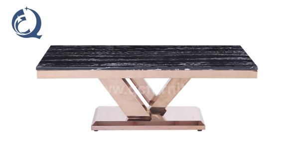 0.2CBM 78kg Marble Top Center Table No Folded Rose Gold Legs