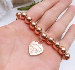Custom Fine Beaded 14k 18k Gold Ball Chain Bracelet 925 Sterling Silver Heart charm