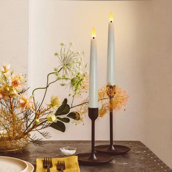 Remote Control Set Of 2 Candles White Real Wax Flameless Flickering Candles With Moving Flame