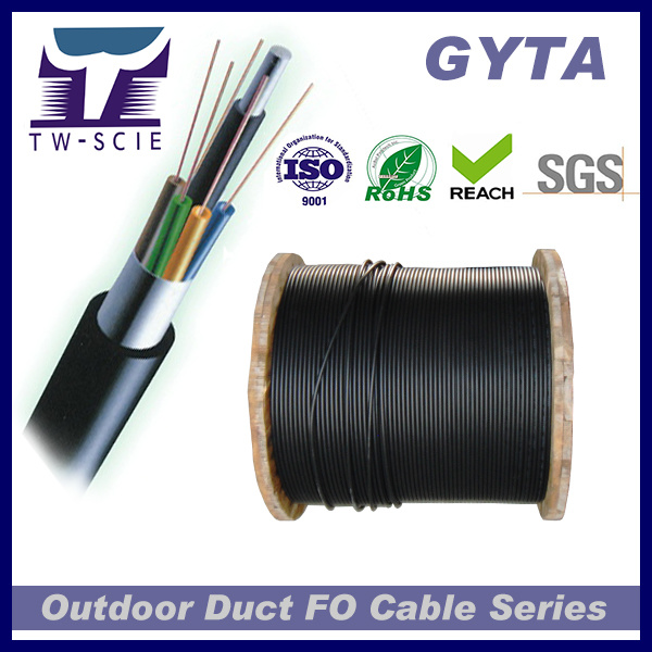 1-144 Core GYTA G652D Shielded Loose Tube Stranded Fiber Optic Cable Longer Life-span