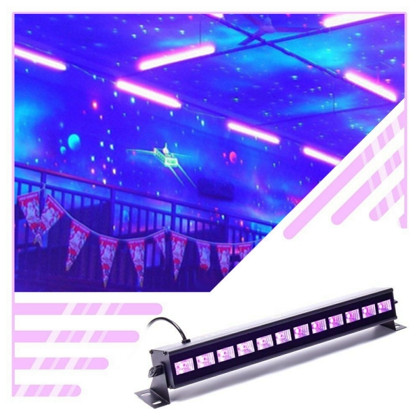 36W 12 LED Purple UV Stage Floor Wall UV Blacklight Bar Outdoor Indoor Uplight