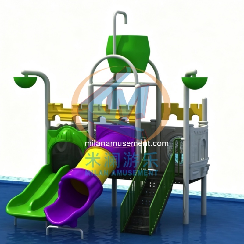 Kids Outdoor Playground Equipment– Multi Water Slide Combo with Pool