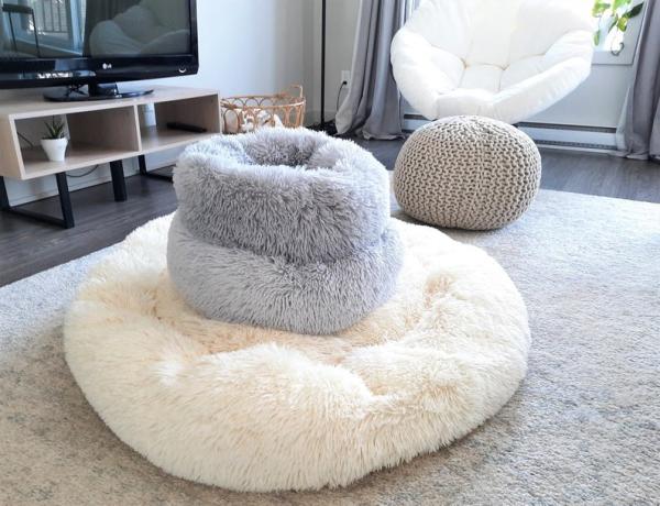 Plush Cozy Anti Anxiety Donut Calming Dog Bed 100% Cotton Handmade