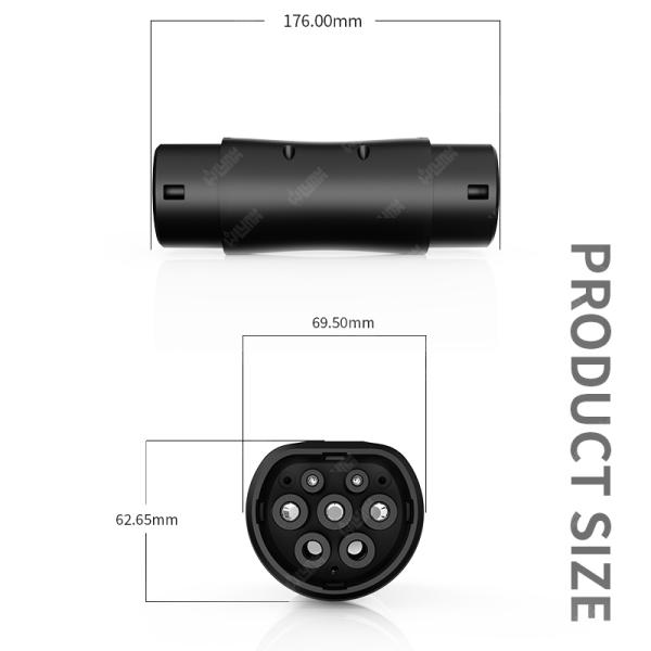 Gb/t to Type2 AC Adapter 3 Phase 240v Type2 GBT EV Charger Electric Car Charger Adaptor