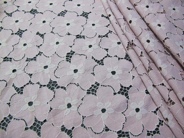 Floral Heavy Cotton Nylon Lace Fabric / White Stretch Lace Fabric SYD-0005