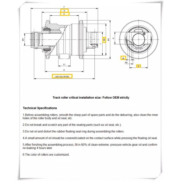 D10N D10R D10T Bulldozer Undercarriage Spare Parts Double Track Roller Bottom Roller