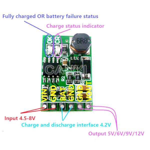 3.7V 4.2V Charger & 5V 6V 9V 12V Discharger Board DC DC Converter Boost Module