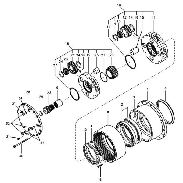 Шестерня шестерни EC210 планетарная Солнца качания экскаватора SA711730200 VOE14528723