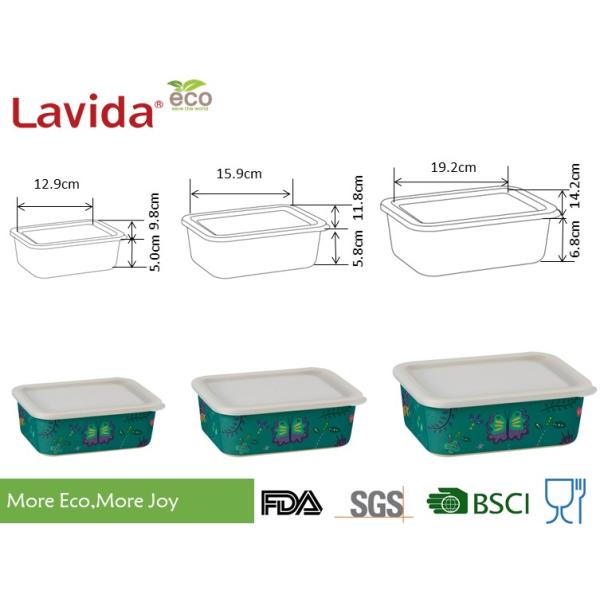 Disposable Bamboo Fiber Storage Box Environmental Friendly With Food Grade Printing
