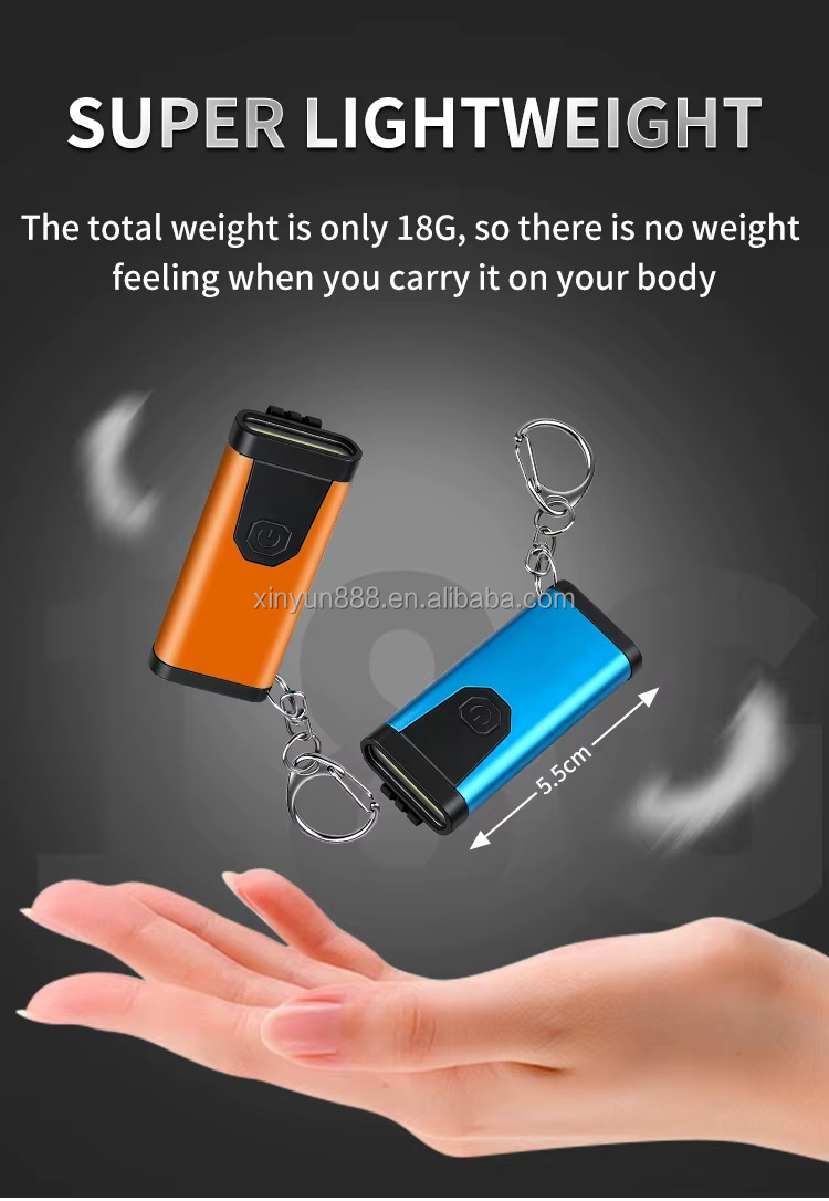 2026 New Ultra-thin COB Flashlight, USB Rechargeable Mini Keychain Lamp, Portable EDC Emergency Work Light