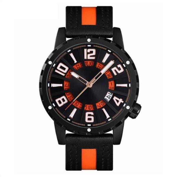 Quartz Movement Casual Calendar Leather Watch Zinc Alloy Mens Chronograph Watches