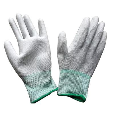 Carbon Fiber PU Coated Finger ESD Anti Static Top Fit Gloves For PC Building