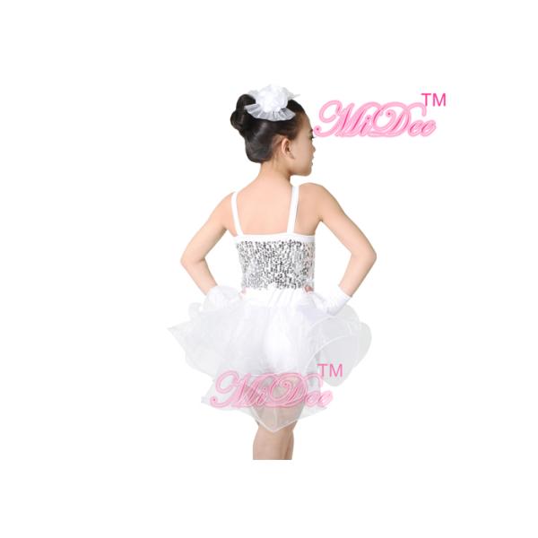 White Ballet Dance Costumes Camisole Biketard Sequin Dress Spandex / Polyester