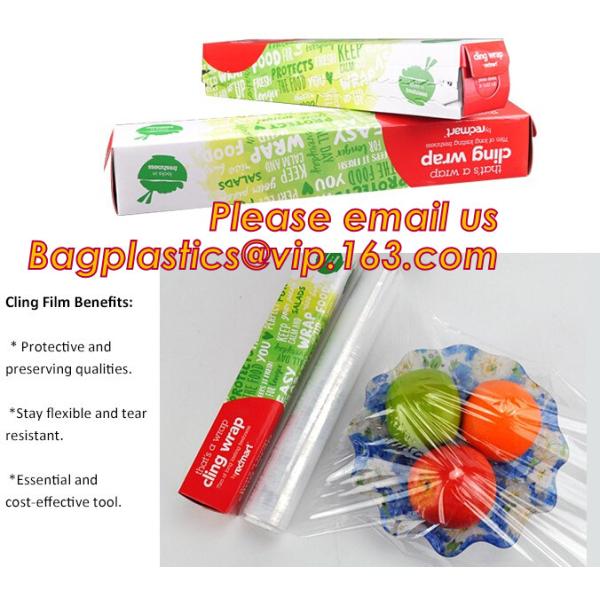 Keep Fresh PE food wrap plastic Cling film wrap jumbo roll, LLDPE power stretch wrap film food wrap stretch film, bageas
