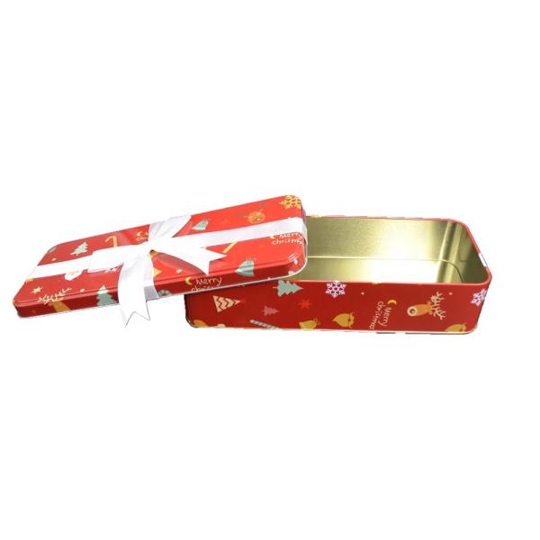 DADI Metal Candy Tin Box Gift Box 235x92x52mm Rectangular Tin Cans with Ribbon