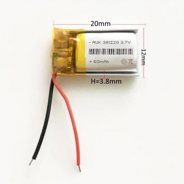 381220 3.7V 60mAh LiPo Battery Rechargeable Lithium Pouch Battery 1C