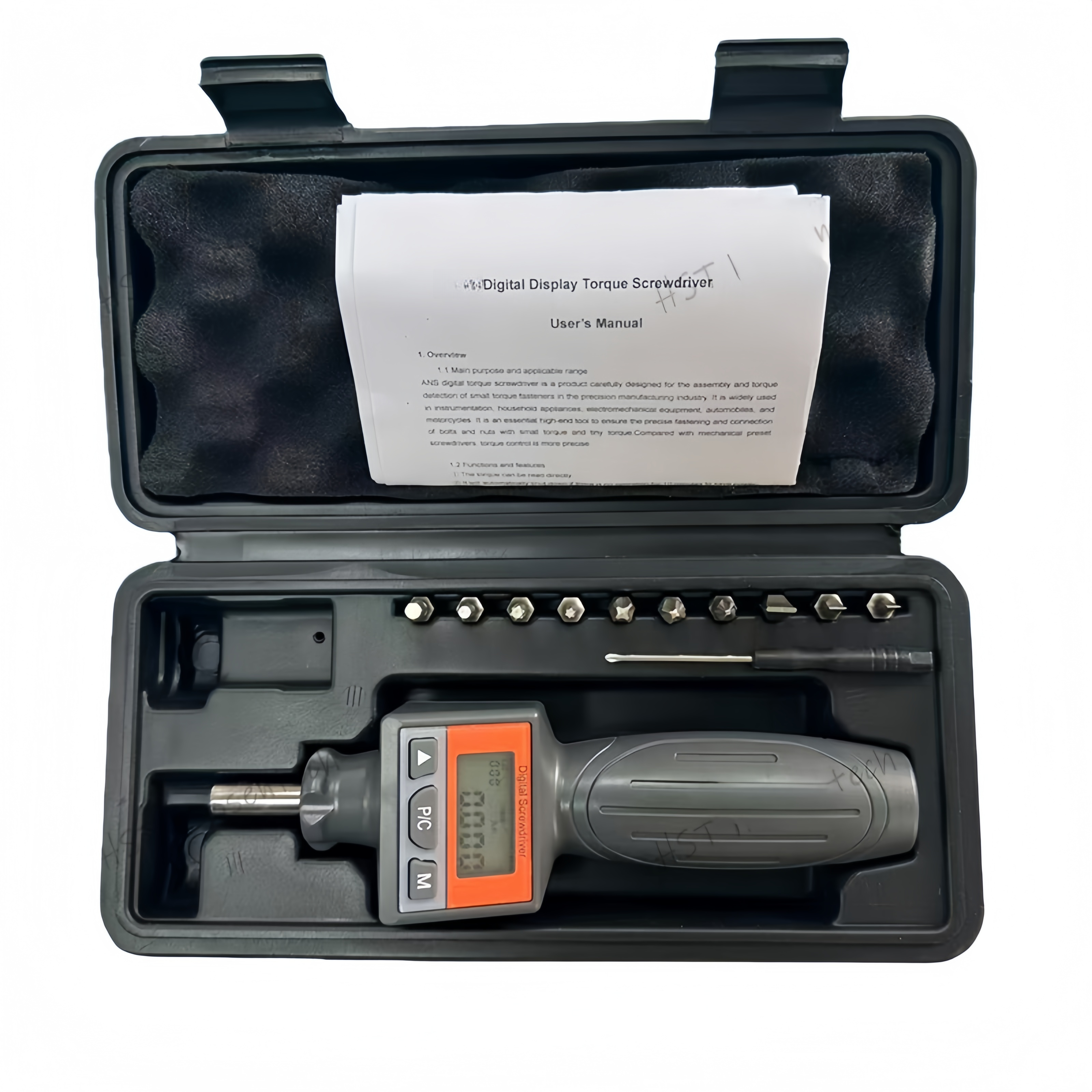 Jauge de couple numérique et tournevis avec plage de 0,0015-0,5 N.m, précision de ±2 % de l'échelle complète et dimension hexagonale de 1/4 pouce