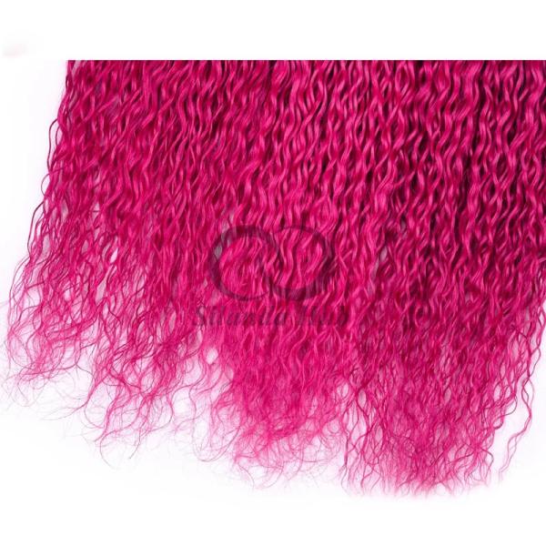 #T1B/Rose Red Kinky Curly Remy Human Hair Bundles Sew In Weave Bundles Brazilian Bundle Deals