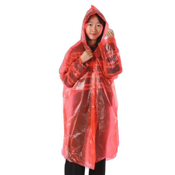 Adults Glam Design Style Raincoat Transparent Long Disposable Hooded Poncho