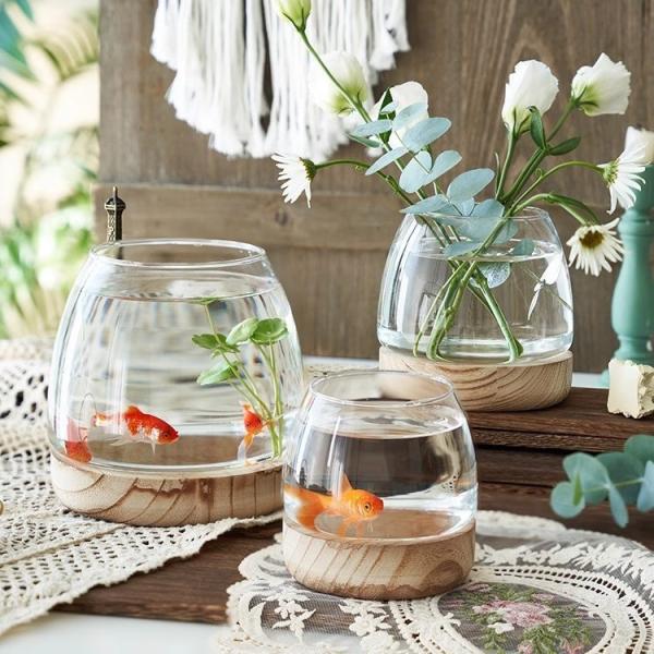 H15cm Fish Bowl Elegant Glass Vase Decor For Modern Home And Office