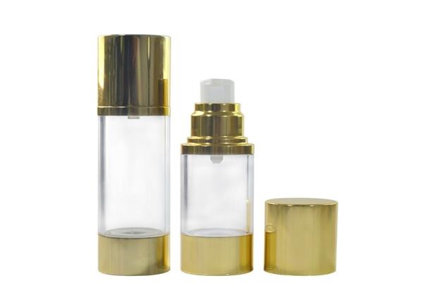 Shiny Gold Airless Pump Bottles Serum Cosmetic Bottle Multiple Size Travel Bottle