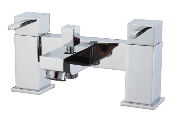 Deck Mount Two Holes Bathroom Bathtub Mixer Faucet With Hand Shower
