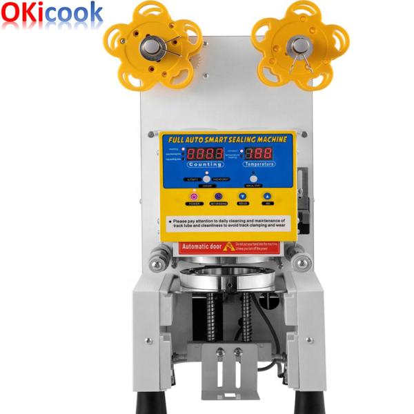 Commercial Automatic Plastic Cups Sealing Machine 400W Bubble Tea Shop Cup Sealer