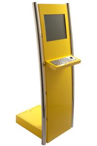 K2 Selfservice internet kiosk with stainless steel pole and metal keyboard