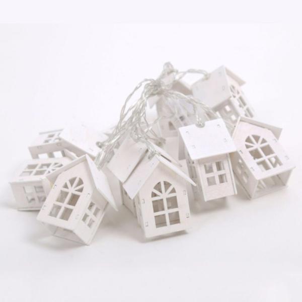Christmas Ornaments Luminous Wooden House with LED Light Wood Chalet Christmas Tree Decorations for Home Indoor Outdoor