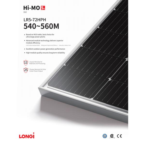 Толерантность к мощности 0-3% Серебряные солнечные панели Моно 550 Ватт 560 Ватт для солнечного решения