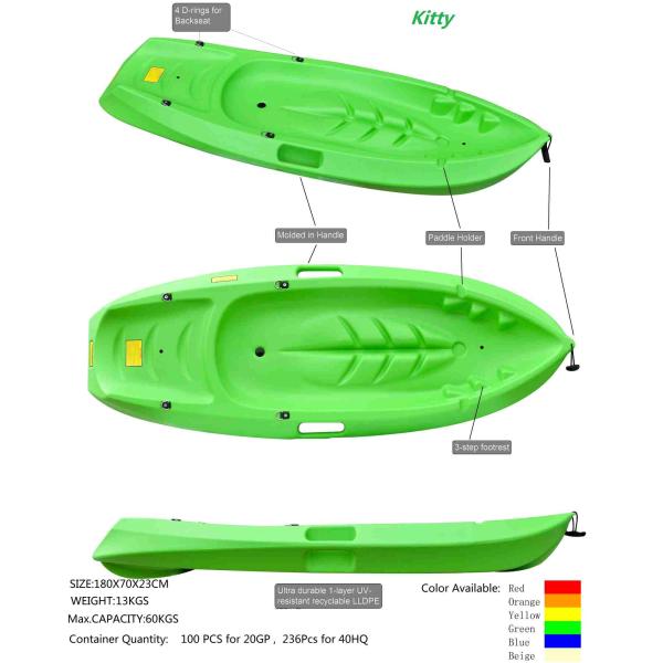 Не раздувные дети 6фт сидят на управлении верхнего каяка легком для Бегиннер эко- Фриеньлды детей с бортовыми ручками
